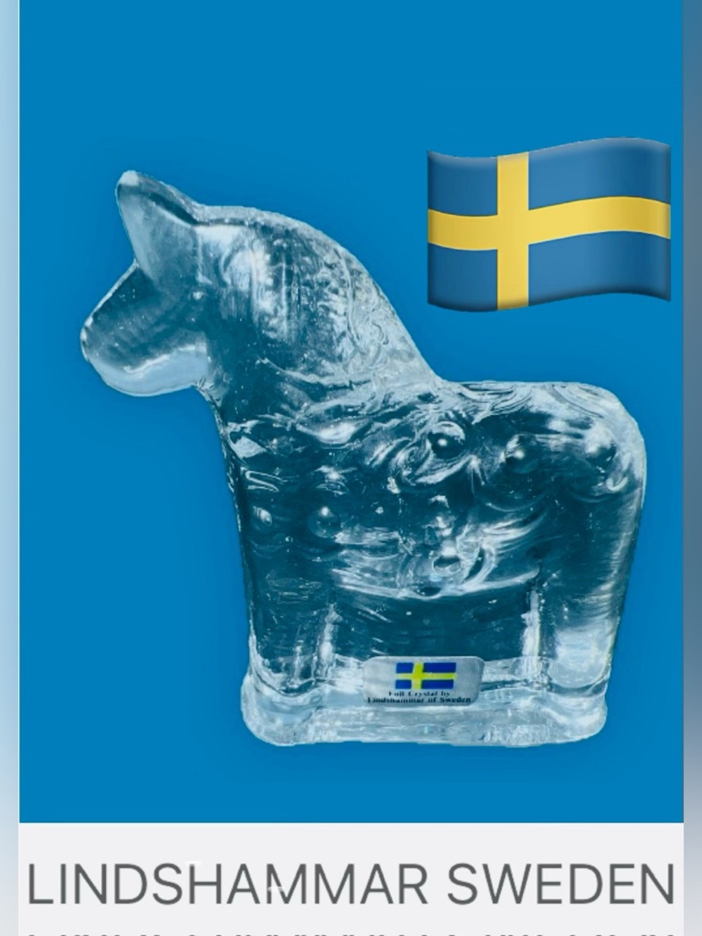 🇸🇪Vintage Dala Horse Lindshammar of Sweden Full Crystal Figurine - MCM Art Glass